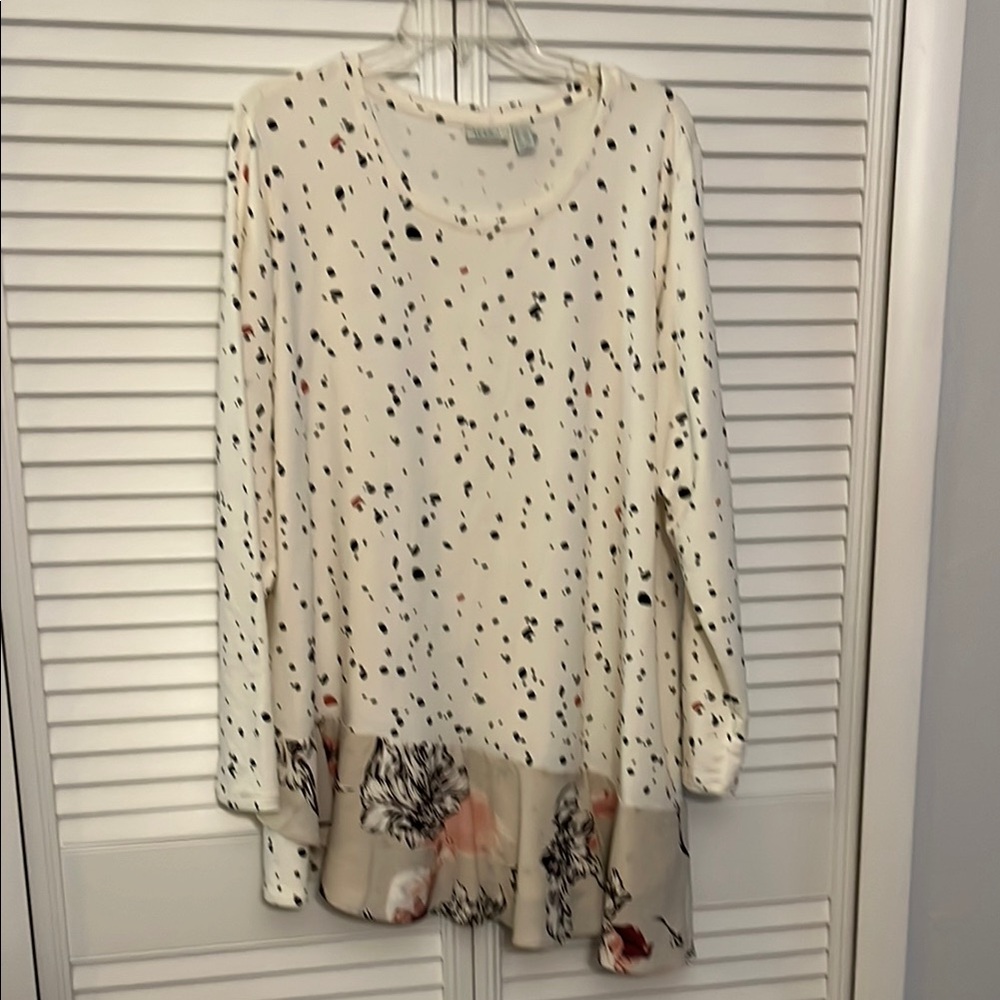 LOGO Lounge Cream and Black Patterned Women's Top 2XL